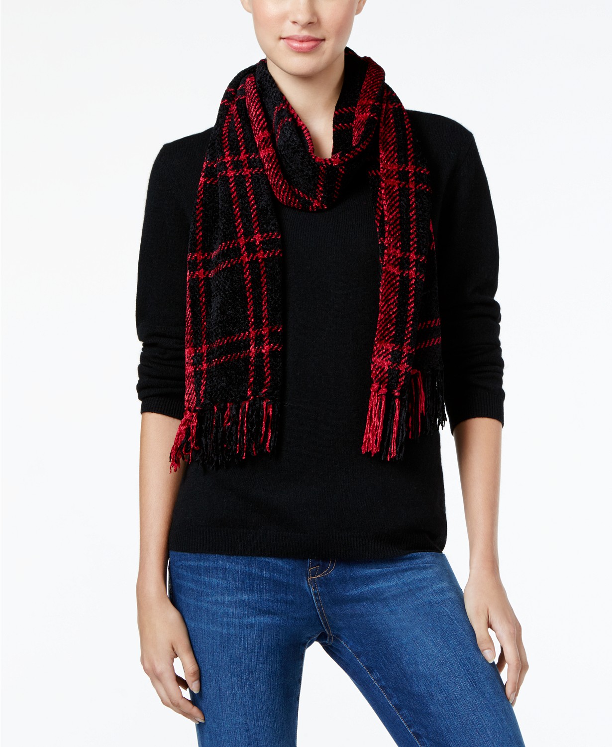 www.couturepoint.com-charter-club-womens-black-amp-red-chenille-windpine-plaid-woven-scarf