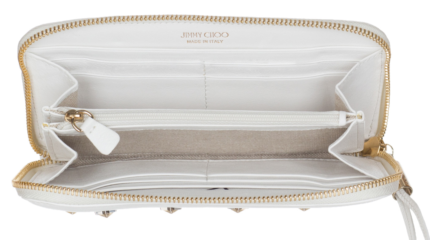 Jimmy Choo Women's White Leather Filipa Stars Zip Around Wallet –  COUTUREPOINT