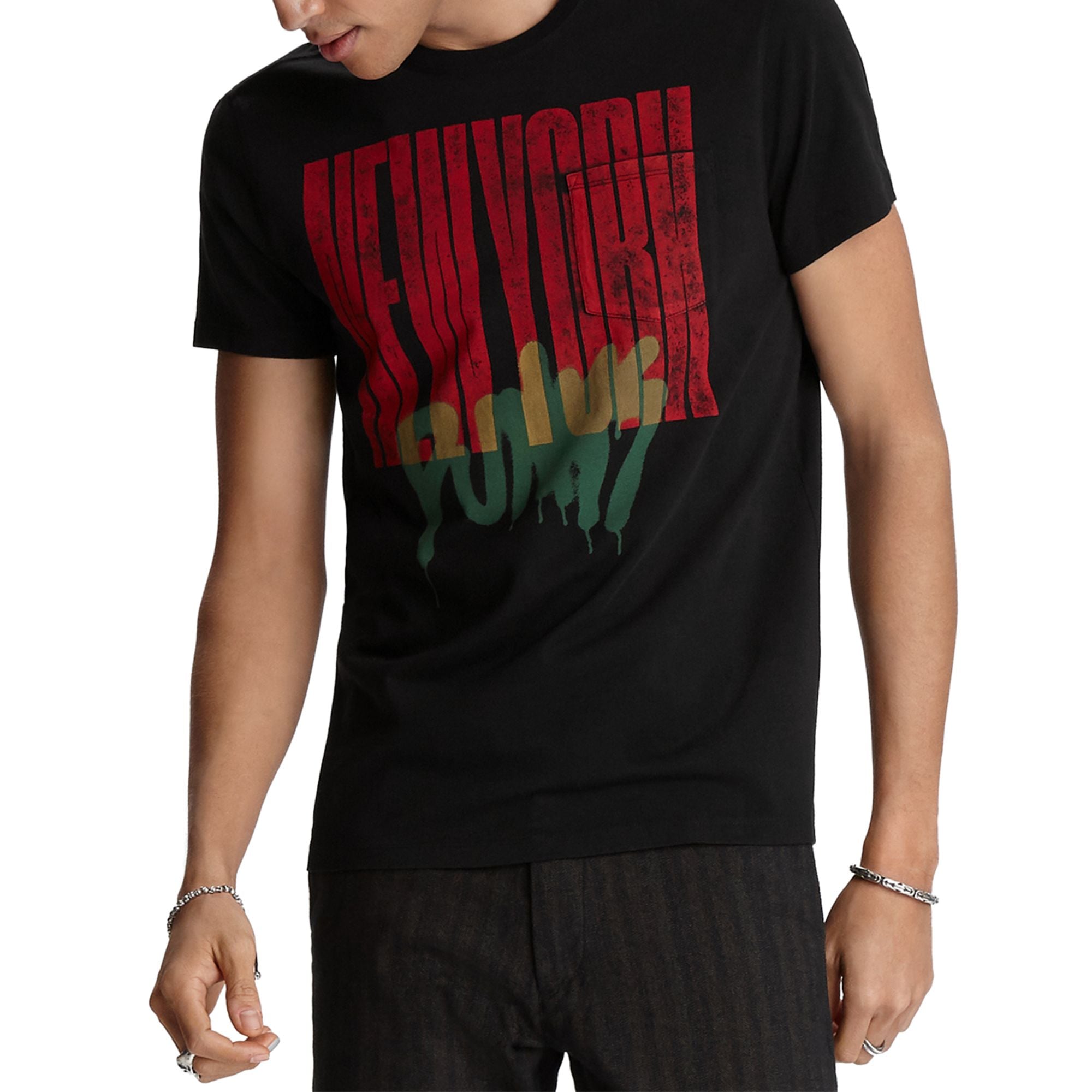 acımasızlık söylev Gelir  John Varvatos Star USA Men's Black Pocket Graphic T-Shirt – COUTUREPOINT