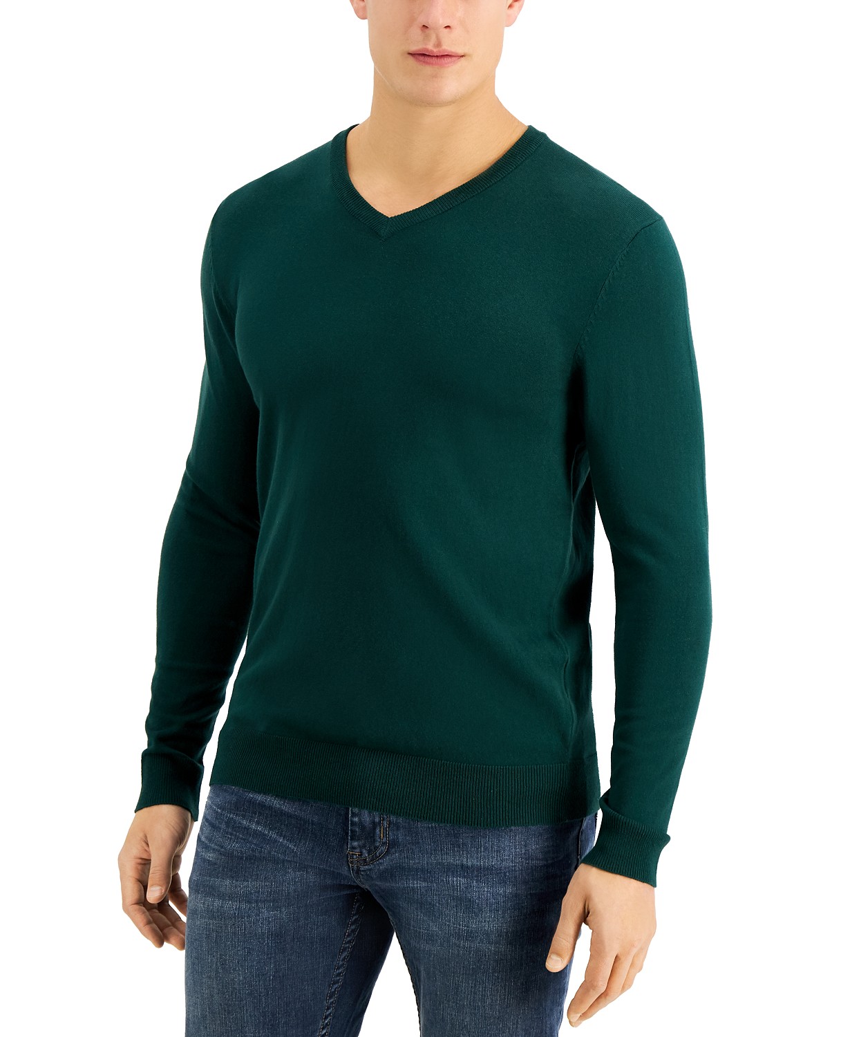 www.couturepoint.com-alfani-mens-green-solid-v-neck-long-sleeves-sweater