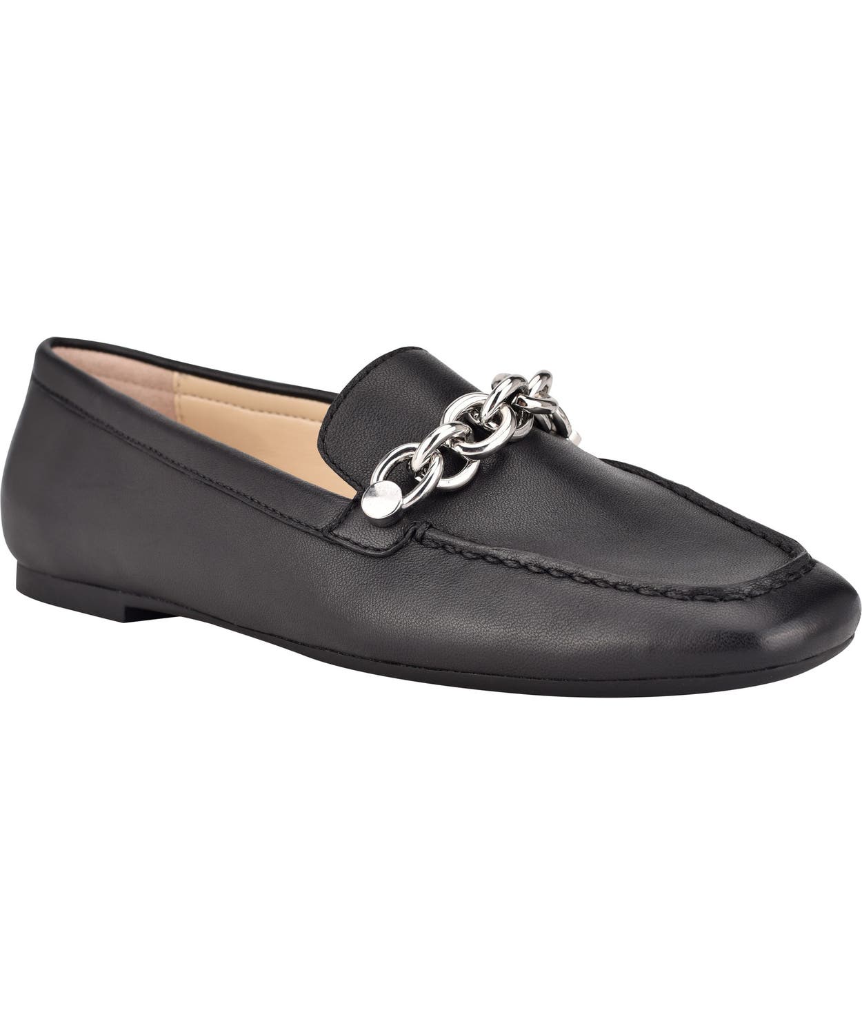www.couturepoint.com-calvin-klein-womens-black-leather-elanna-chain-link-loafers