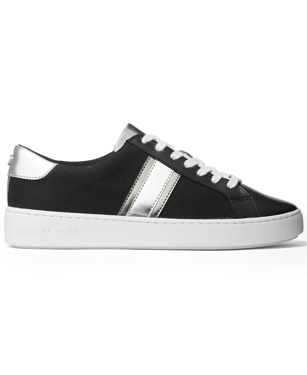 www.couturepoint.com-michael-michael-kors-black-canvas-leather-irving-side-striped-lace-up-sneakers