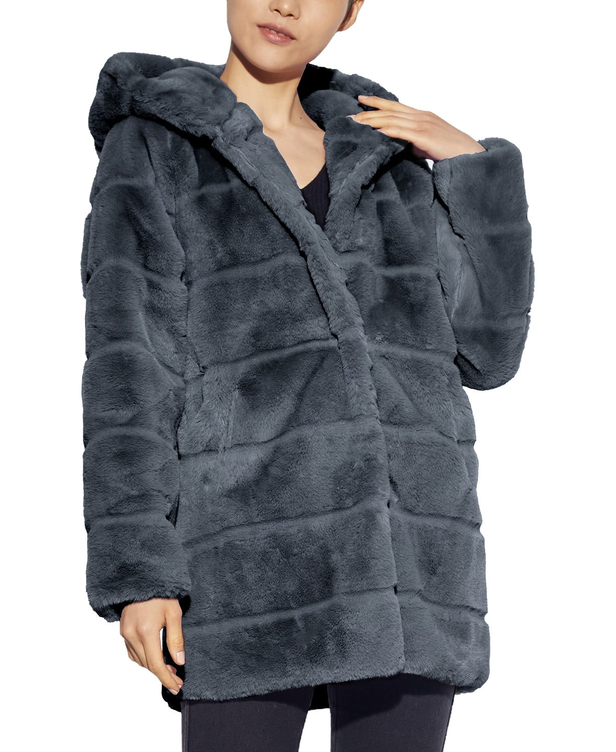 www.couturepoint.com-apparis-womens-grey-faux-fur-jill-hooded-coat