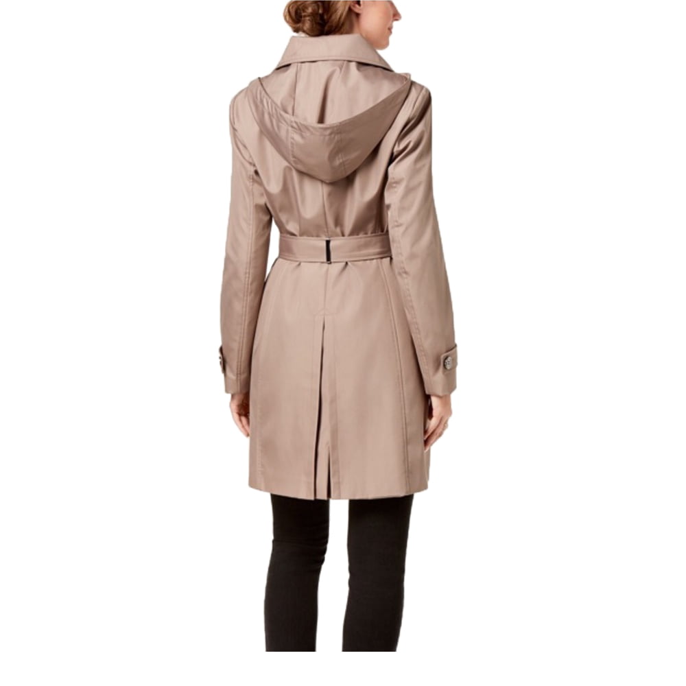 www.couturepoint.com-calvin-klein-womens-petite-brown-belted-hooded-water-resistant-trench-coat