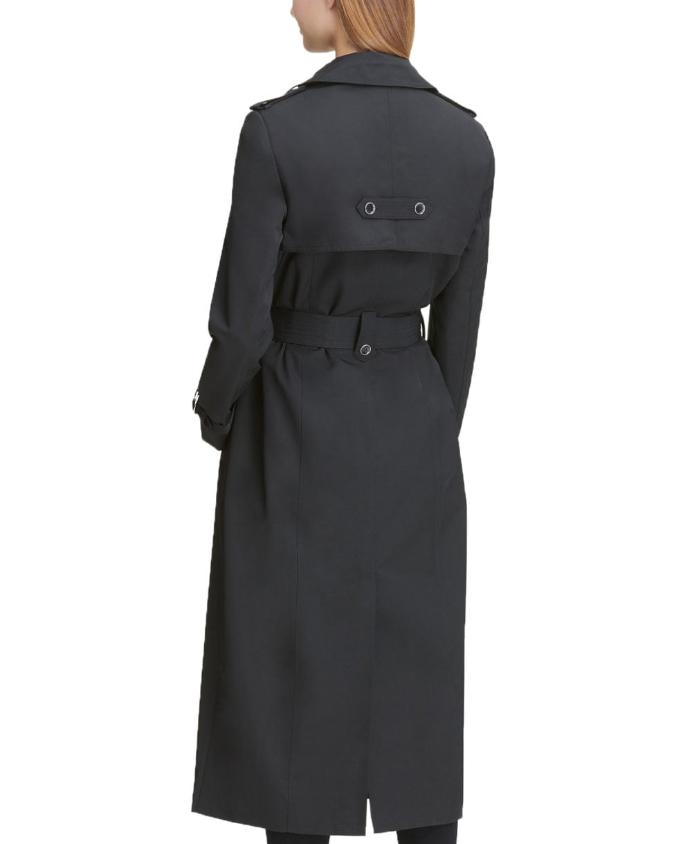 www.couturepoint.com-dkny-womens-black-belted-maxi-raincoat