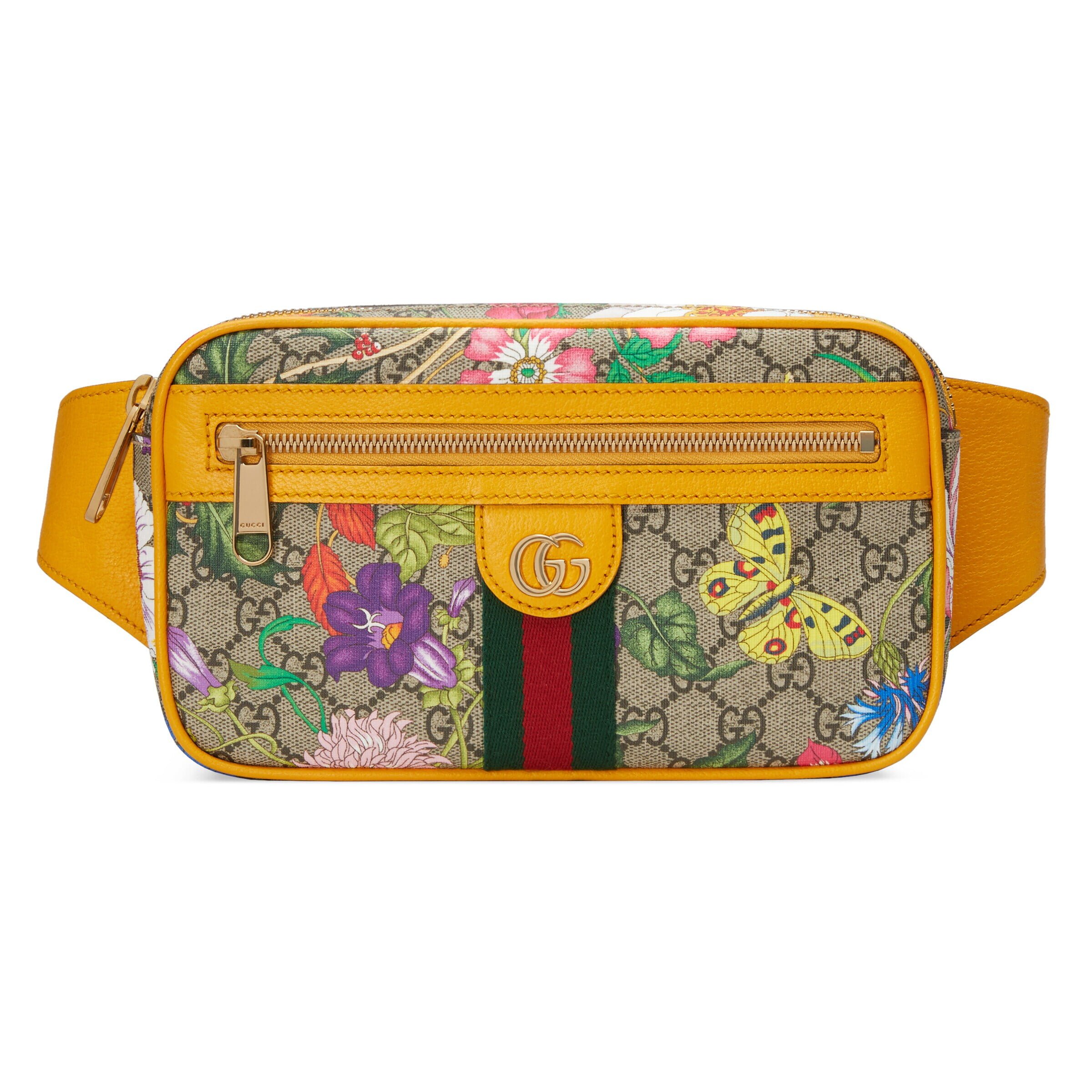 www.couturepoint.com-gucci-womens-beige-gg-supreme-leather-ophidia-flora-print-belt-bag