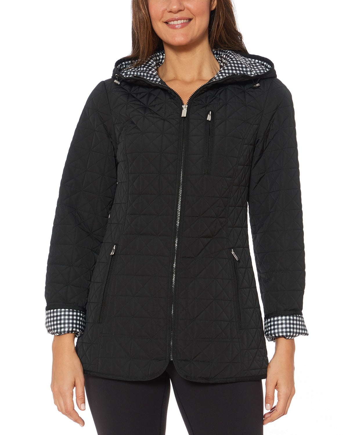 www.couturepoint.com-jones-new-york-womens-black-water-resistant-hooded-quilted-jacket