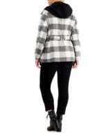 www.couturepoint.com-jou-jou-womens-plus-size-grey-trendy-hooded-double-breasted-belted-coat