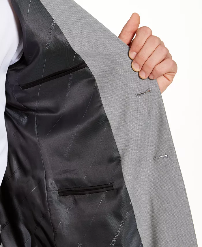 www.couturepoint.com-armani-exchange-mens-light-grey-wool-slim-fit-short-suit-jacket