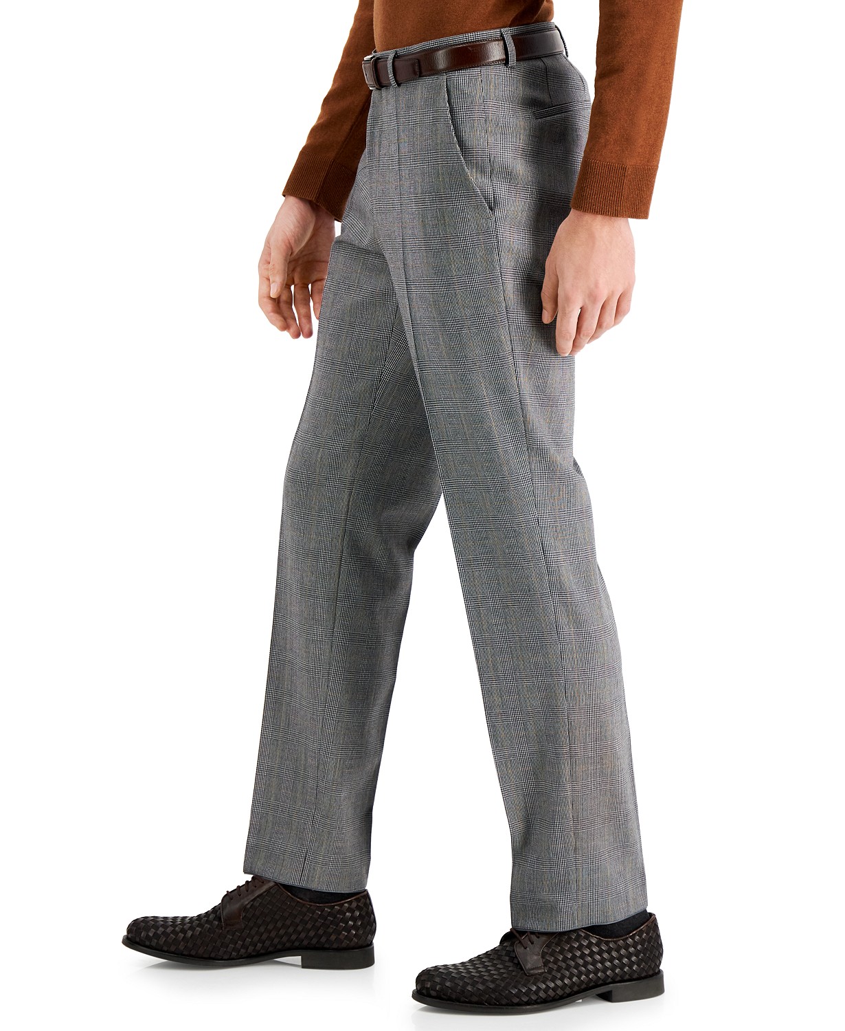 www.couturepoint.com-hugo-boss-mens-grey-wool-blend-classic-fit-plaid-suit-pants