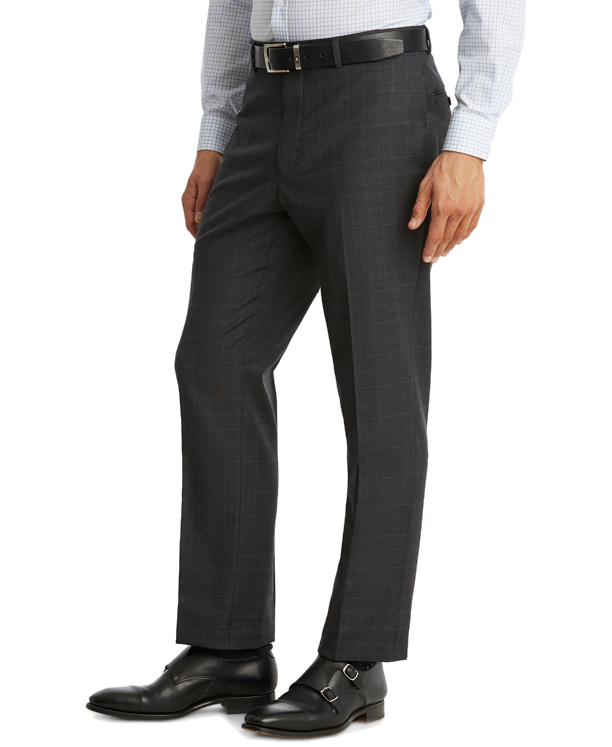 www.couturepoint.com-tommy-hilfiger-mens-grey-wool-blend-modern-fit-th-flex-performance-plaid-suit-pants