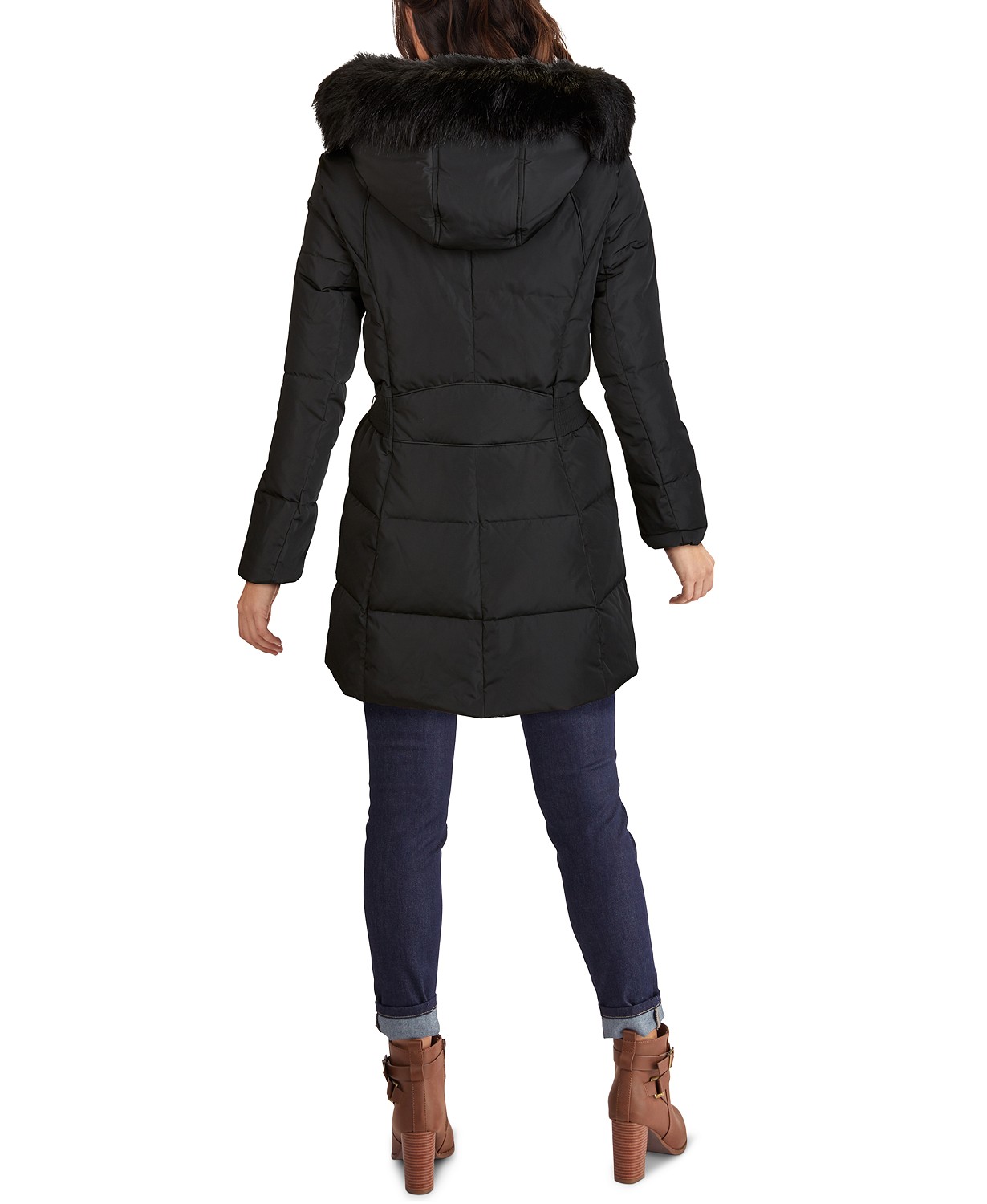 www.couturepoint.com-cole-haan-womens-black-faux-fur-trim-hooded-down-puffer-coat