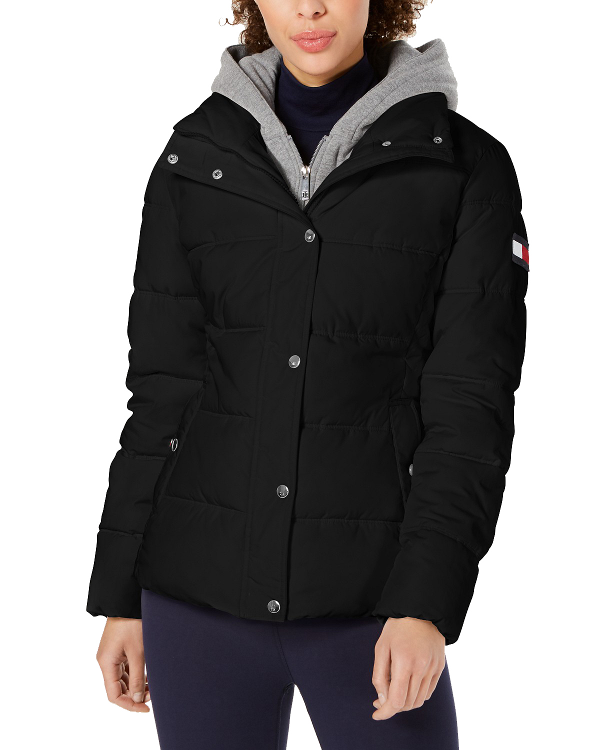 www.couturepoint.com-tommy-hilfiger-womens-black-hooded-puffer-coat