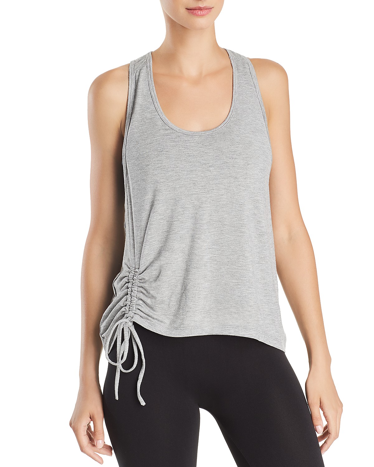 www.couturepoint.com-aqua-athletic-womens-grey-ruched-drawstring-racerback-tank