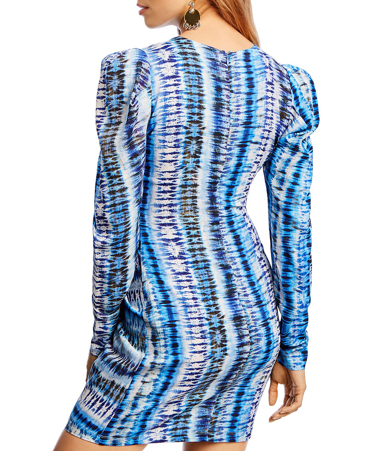 www.couturepoint.com-lini-womens-blue-penelope-tie-dye-puff-sleeves-mini-dress